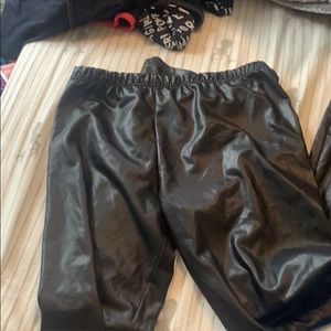 girls leather leggings